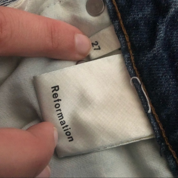 Reformation Distressed Mid Rise Slim Jeans Celtic Wash - Picture 12 of 14